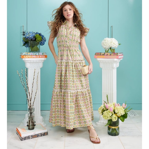 [Brooks Ave] Flutter Sleeve Dress in English Gardens Lavender - Picture 7 of 7